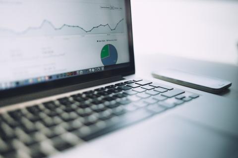Laptop screen with image of graph